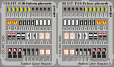 F-16 placards 1/32 