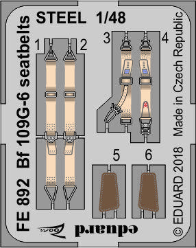 Bf 109G-6 seatbelts STEEL 1/48 